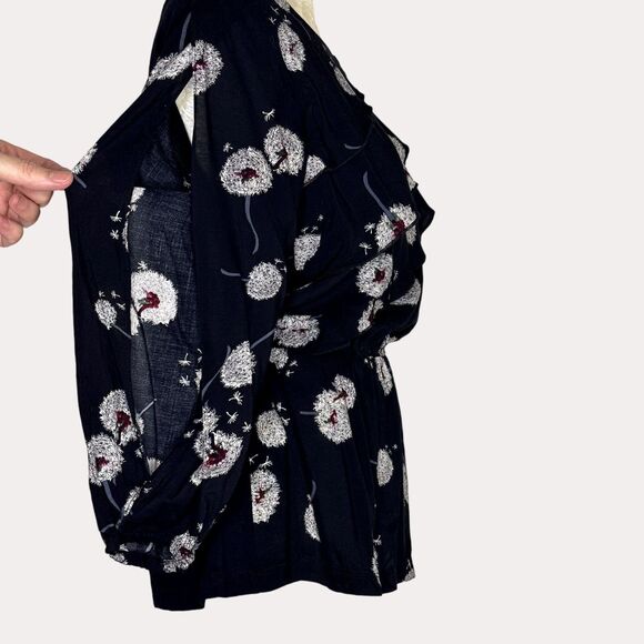 Deletta Anthropologie Wished Blooms Dandelion Peplum Top Blouse XS bv - Picture 10 of 14